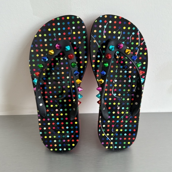 Christian Louboutin LOUBI Flip Flop Spike Sandals!! - Picture 3 of 5